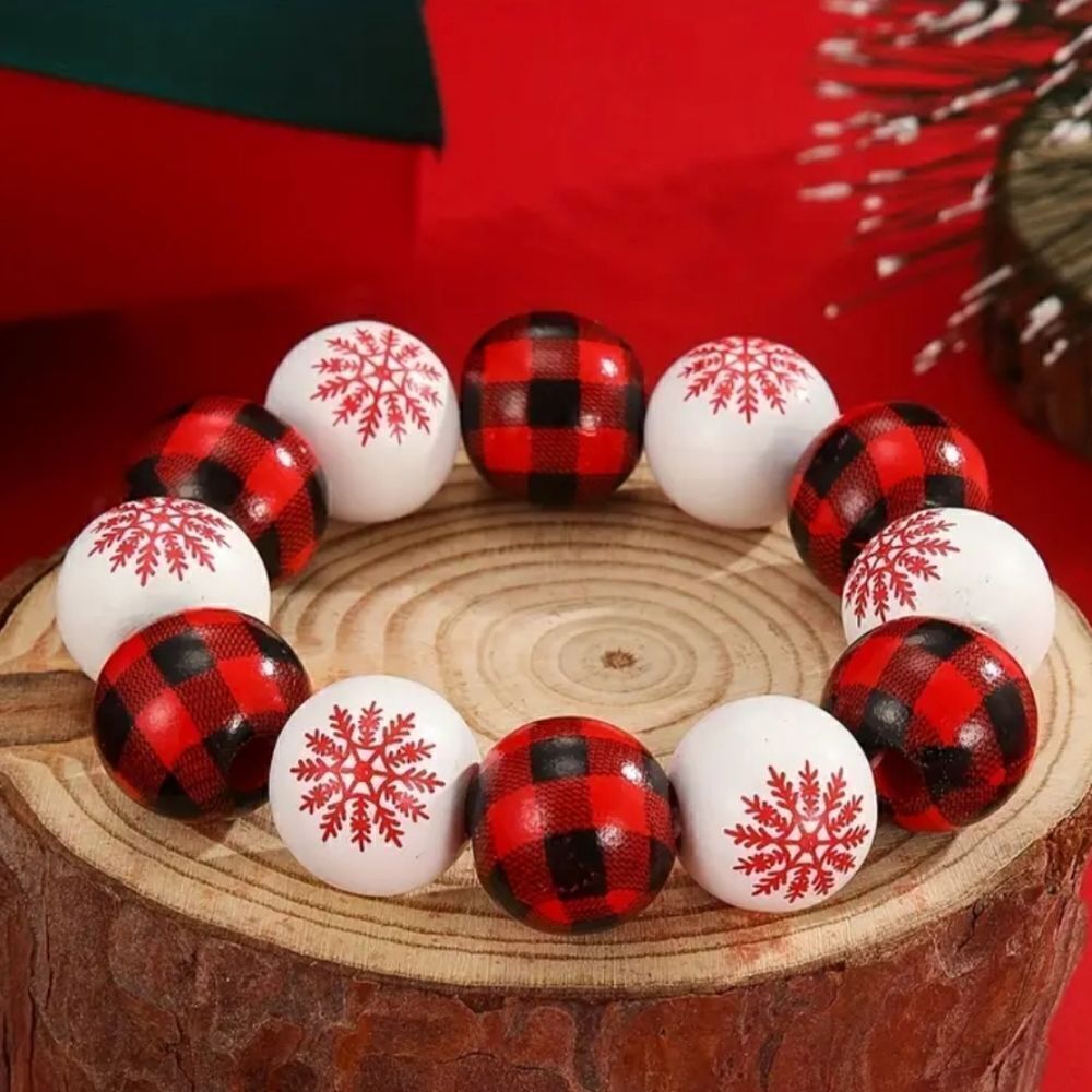 ❤️Christmas wooden chunky bead bracelet